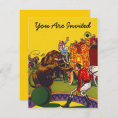 カラフルなおもしろいのサーカスのパーティーのテーマの招待の招待状 招待状 (正面/裏面)