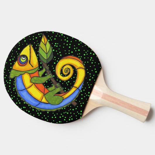 カラフルなおもしろいのトカゲの枝点 卓球ラケット (横)
