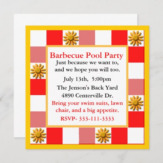 カラフルなおもしろいのパーティの招待状 招待状 (正面/裏面)