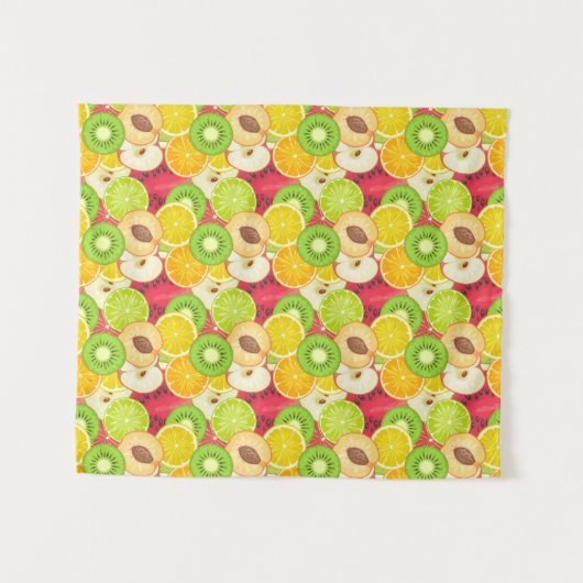 カラフルなおもしろいのフルーツパターン タペストリー (正面(横))