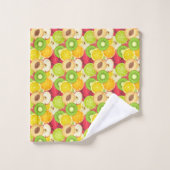 カラフルなおもしろいのフルーツパターン バスタオルセット (ウォッシュタオル)