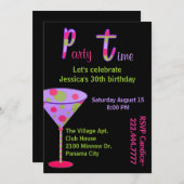 カラフルなおもしろいの大人の誕生日のパーティの招待状 招待状 (正面/裏面)