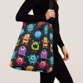 カラフルなおもしろいの抽象芸術パターンはモンスターをからかいます クロスボディバッグ (クローズアップ)