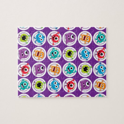 カラフルなおもしろいの抽象芸術パターンはモンスターをからかいます ジグソーパズル (横)