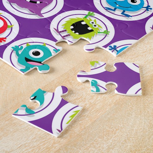 カラフルなおもしろいの抽象芸術パターンはモンスターをからかいます ジグソーパズル (側面)