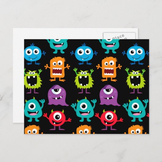 カラフルなおもしろいの抽象芸術パターンはモンスターをからかいます ポストカード (正面/裏面)