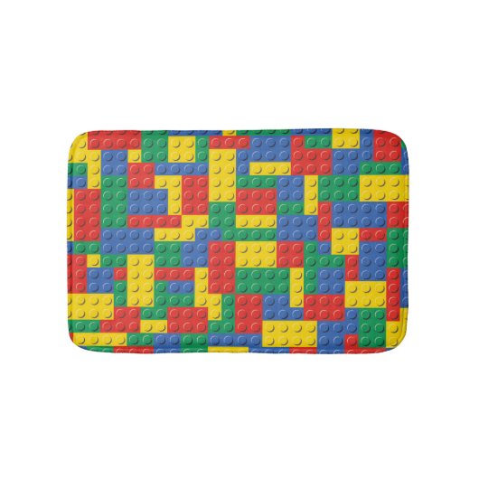 カラフルなおもちゃのブロックの背景パターン バスマット (正面)