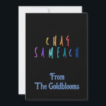 カラフルなお祝いのチャグ・サメアッハ ジューイッシュフェスティバルグリーティング シーズンカード<br><div class="desc">現代的でカラフルなチャグ・サメアッハのテキストデザイン。楽しい休暇を意味するこのデザインは、様々なユダヤ教のお祭りに適したグリーティングです。</div>