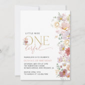 カラフルなお花と野の花、ファーストバースデー 招待状 (正面)