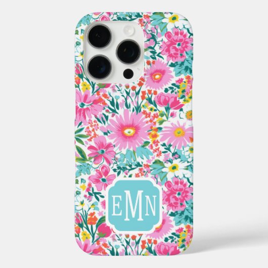 カラフルなお花のイニシャル入り Case-Mate iPhoneケース (裏面)