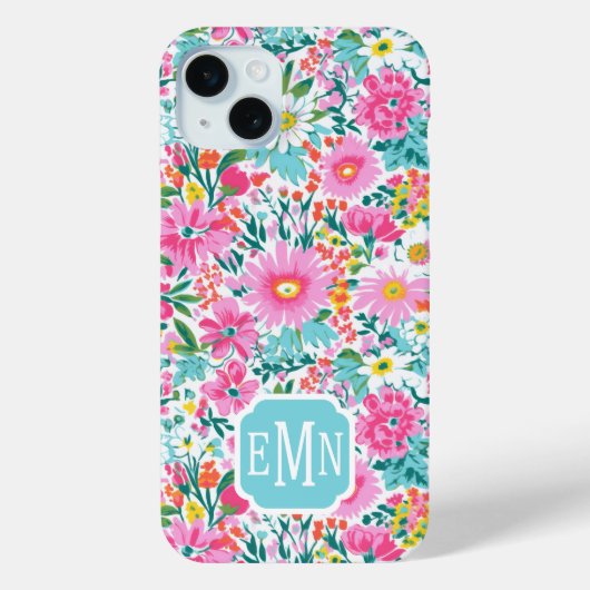 カラフルなお花のイニシャル入り Case-Mate iPhoneケース (裏面)