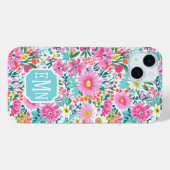 カラフルなお花のイニシャル入り Case-Mate iPhoneケース (裏面 (横))