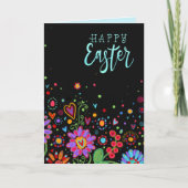 カラフルなお花のインスピリビティ イースター 幸せな カード (正面)