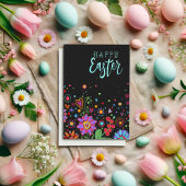 カラフルなお花のインスピリビティ イースター 幸せな カード