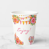 カラフルなお花のフィエスタ ブライダルシャワー 紙コップ (正面)