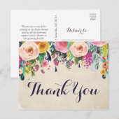 カラフルなお花のベイビーシャワー感謝カード ポストカード (正面/裏面)