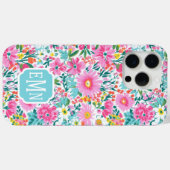 カラフルなお花のモノグラム入りガーデン Case-Mate iPhoneケース (裏面 (横))