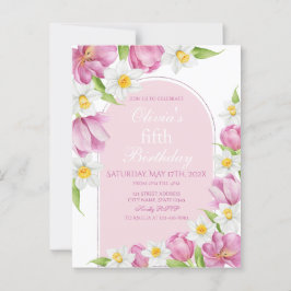 カラフルなお花の子供の誕生日 ポストカード