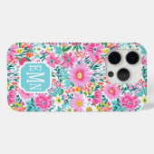カラフルなお花の庭のモノグラム Case-Mate iPhoneケース (裏面 (横))