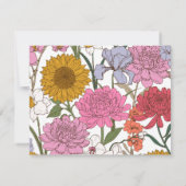 カラフルなお花の模様のボーダー フラット ノートカード (裏面)