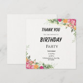 カラフルなお花の誕生日お礼カード サンキューカード (正面/裏面)