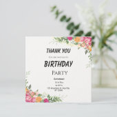 カラフルなお花の誕生日お礼カード サンキューカード (スタンド正面)