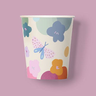 カラフルなお花の誕生日ドーパミン紙コップ 紙コップ