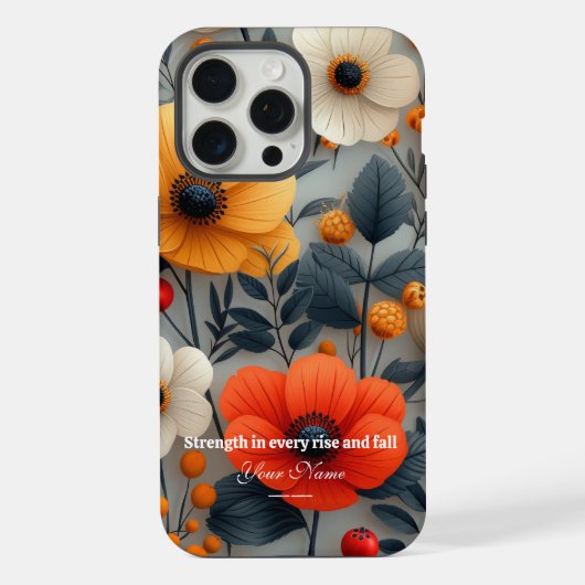 カラフルなお花のiPhone 15 Pro Max カスタムケース iPhoneケース (裏面)