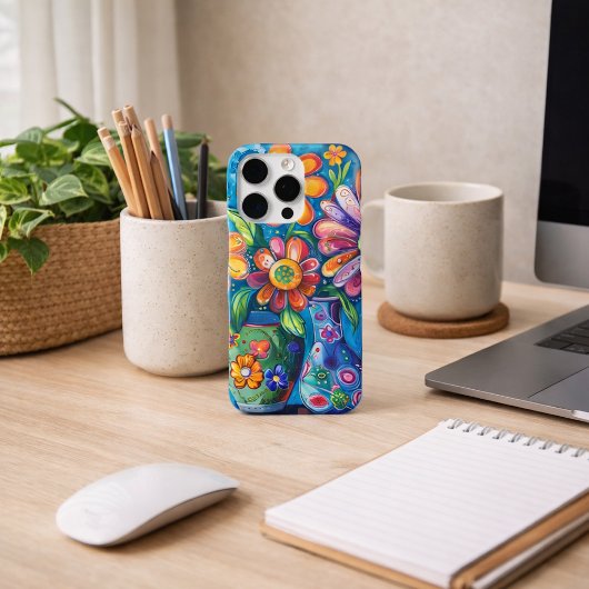 カラフルなお花 iPhoneケース