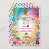 カラフルなお菓子のテーマ チョコレート ゴールデンチケット レインボー侵攻 招待状 (正面/裏面)