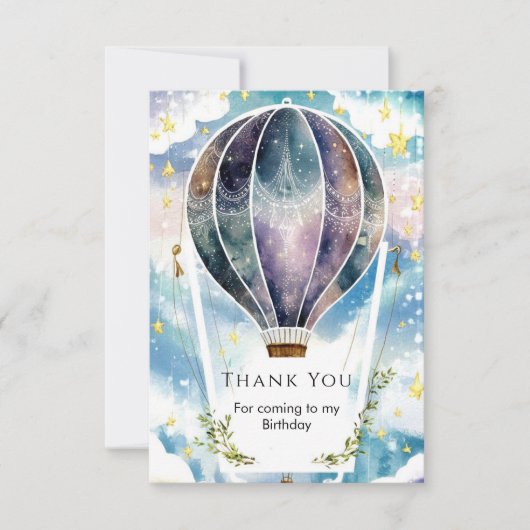 カラフルなお誕生日の気球 サンキューカード (正面)