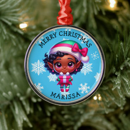 カラフルなかわいいアニメエルフのクリスマスパーソナルギフト メタルオーナメント