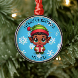 カラフルなかわいいアニメエルフのクリスマスパーソナルギフト メタルオーナメント
