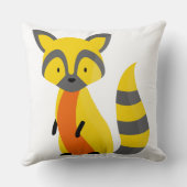 カラフルなかわいいアライグマ ホワイト サファリ ネームプレート黄色 クッション (裏面)