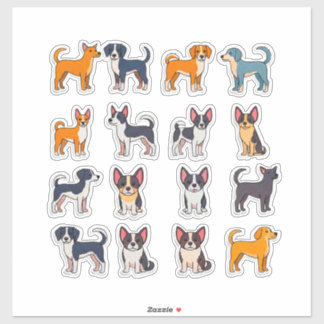 カラフルなかわいいキャラクタードッグのステッカーセット シール