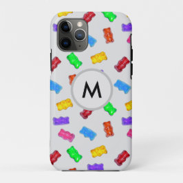 カラフルなかわいいクマたち 銀色の背景に iPhone 11 PROケース