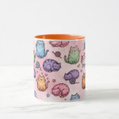 カラフルなかわいいデブ猫パターン マグカップ (中央)