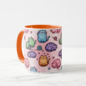 カラフルなかわいいデブ猫パターン マグカップ (正面左)