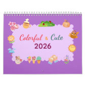 カラフルなかわいい季節の月別デザイン カレンダー (カバー)