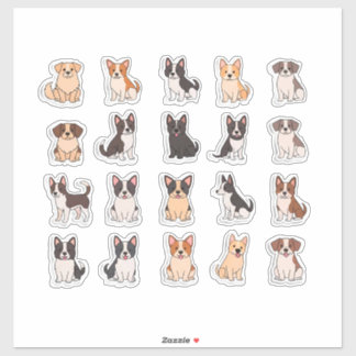 カラフルなかわいい犬のキャラクターステッカーセット シール