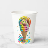 カラフルなかわいい猫のアイスコーン 紙コップ (裏面)