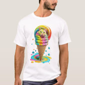 カラフルなかわいい猫のアイスコーン Tシャツ (正面)