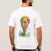 カラフルなかわいい猫のアイスコーン Tシャツ (裏面)