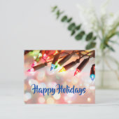 カラフルなきらきらイルミネーション、ボケ、ホリデー シーズンポストカード (スタンド正面)