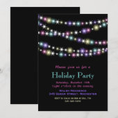 カラフルなきらきらライトのホリデーパーティー招待状 招待状 (正面/裏面)