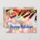 カラフルなきらきらライト、ボケ、ホリデー シーズンポストカード (正面/裏面)