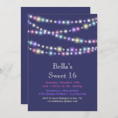 カラフルなきらめきは菓子16の招待状の紫色をつけます 招待状 (正面/裏面)