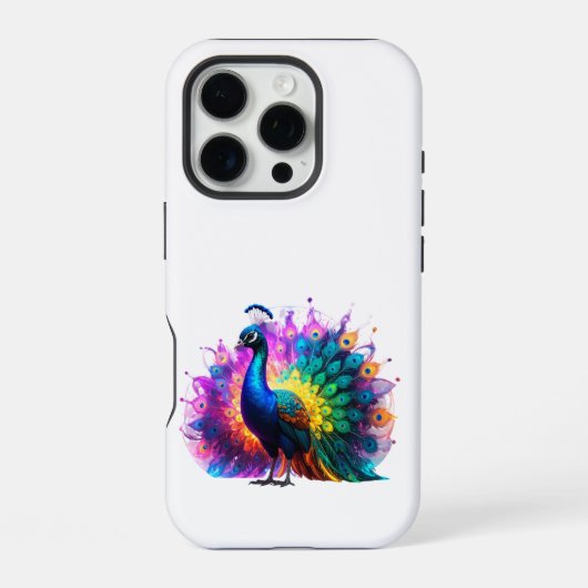 カラフルなくじゃくのアート iPhoneケース (裏面)
