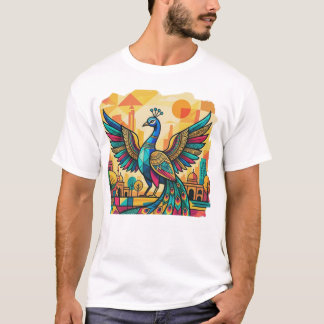 カラフルなくじゃくアート | インドのくじゃくのイラスト Tシャツ