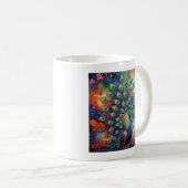 カラフルなくじゃく+花々 コーヒーマグカップ (正面右)
